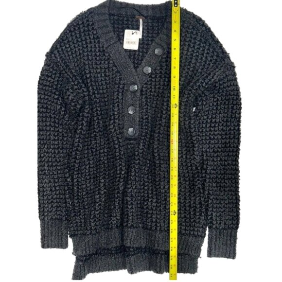 NWT Free People Whistle Thermal Button-Up Henley Sweater Comfy Black XS - Picture 9 of 13